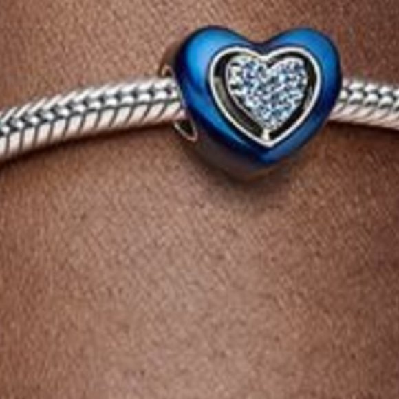 New Pandora S925 Blue Spinnable Authentic Heart Silver Charm w/pouch - Picture 3 of 4
